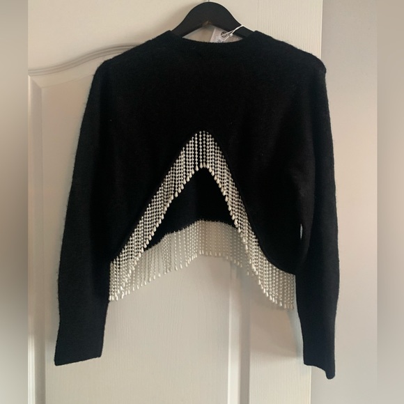 NWT & Other Stories Black Sweater with Pearl fringe - Picture 5 of 6